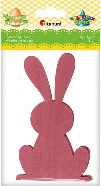 Figurë dekorative Titanum Wooden Hares, dru, set 2 copë, e kuqe e errët
