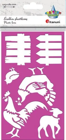 Stencili plastik Titanum Farmyard, 105x180mm, motive ferme, transparent