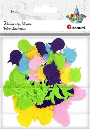 Set dekorativ Titanum Felt Tulips and Butterflies, 60 copë, filc, shumëngjyrësh