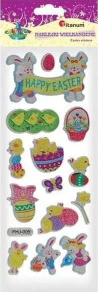 Ngjitëse Titanium Convex Happy Easter, 14 copë, shumëngjyrëshe