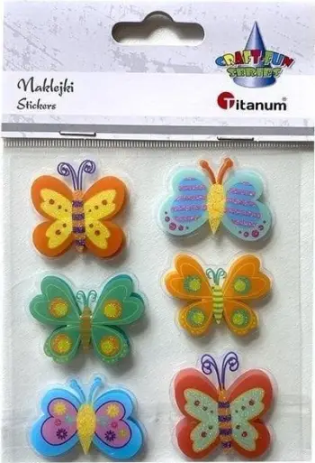 Stikerë 3D ngjitës Titanum Butterflies, set 6 copë, shumëngjyrëshe