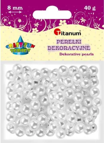 Rruaza me perla të bardha me vrima Titaniumi, 8mm, 40g