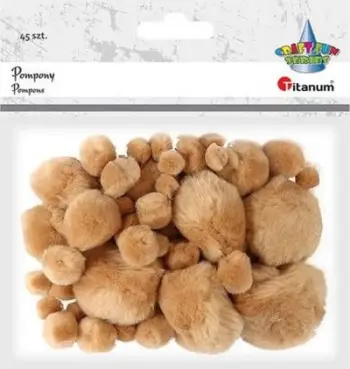 Pompoms Titanum, 45 copë, akrilik, madhësi të përziera, bezhë