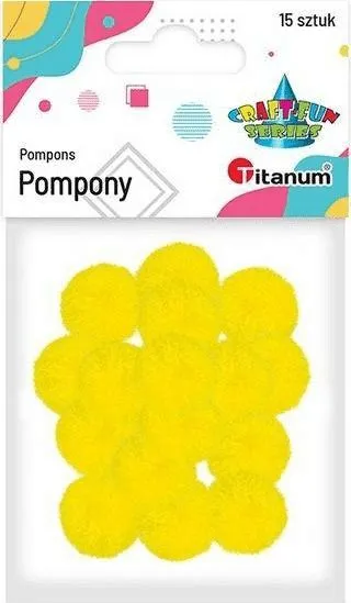 Pompome poliestër Titanum, 18mm, të verdhë, 15 copë - 1