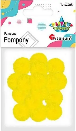 Pompome poliestër Titanum, 18mm, të verdhë, 15 copë
