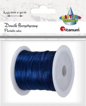 Tel dekorativ për lule Titanum Floral Wire, 0.45 mm x 30 m, i kaltër i errët