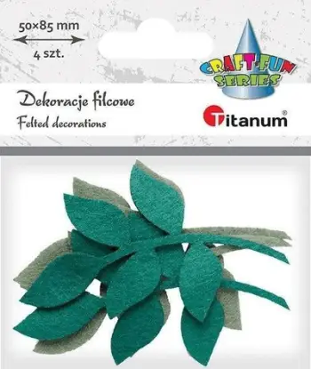 Dekor Titanum Craft‑Fun, liçe me degëz, 50 × 85 mm, 4 copë, i gjelbër