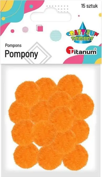 Pomponë prej poliesteri Titanium, 18mm, të portokalltë, 15 copë