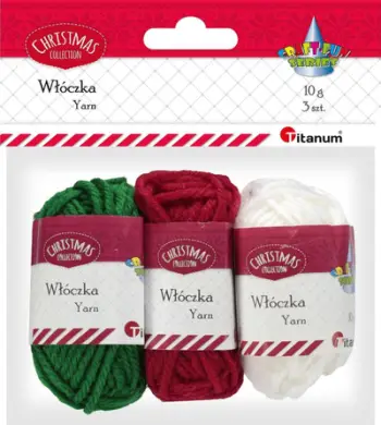 Fije për punë dore Titanum Yarn, set 3x10g, ngjyra Krishtlindjesh, shumëngjyrëshe