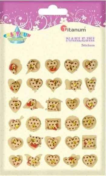 Stikera Titanum 3D hearts polka dots mix, 30 copë