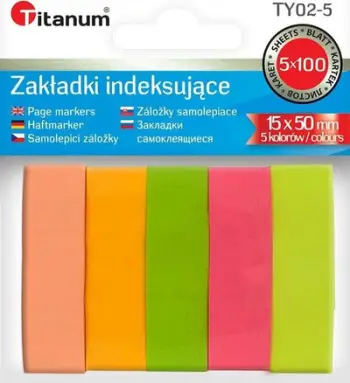 Letra ngjitëse Titanum Fluo, 15x50mm, 5x100 fletë