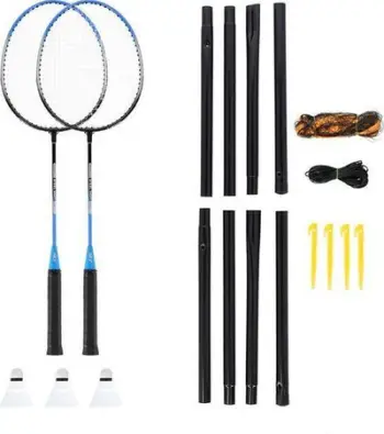 Set Badminton Nils Extreme, 2 raketa + 3 grila + rrjetë 195 x 22 cm + këllëf Nils