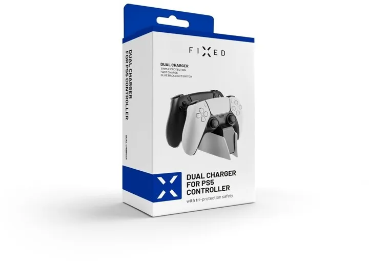 Stacion karikimi FIXED për dy kontrollues DualSense PlayStation 5 wireless, i zi / bardhë - 11