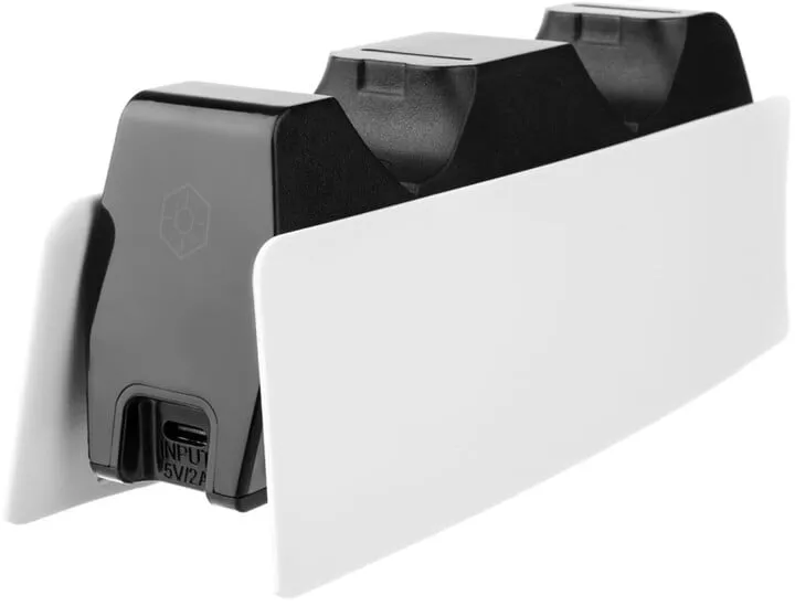 Stacion karikimi FIXED për dy kontrollues DualSense PlayStation 5 wireless, i zi / bardhë - 4
