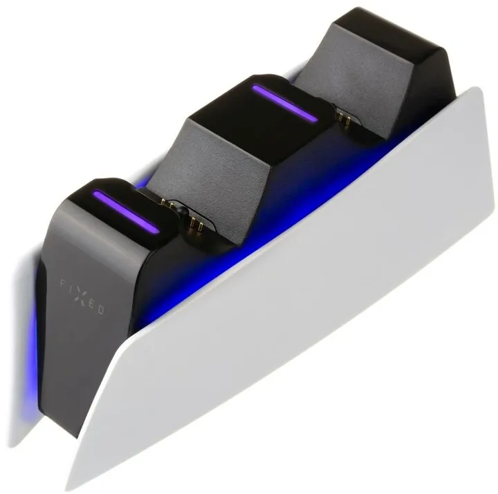 Stacion karikimi FIXED për dy kontrollues DualSense PlayStation 5 wireless, i zi / bardhë - 5