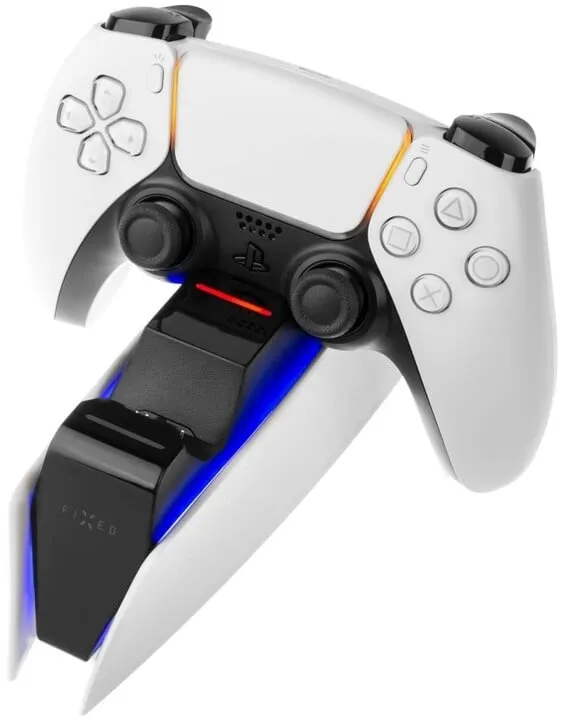 Stacion karikimi FIXED për dy kontrollues DualSense PlayStation 5 wireless, i zi / bardhë - 6