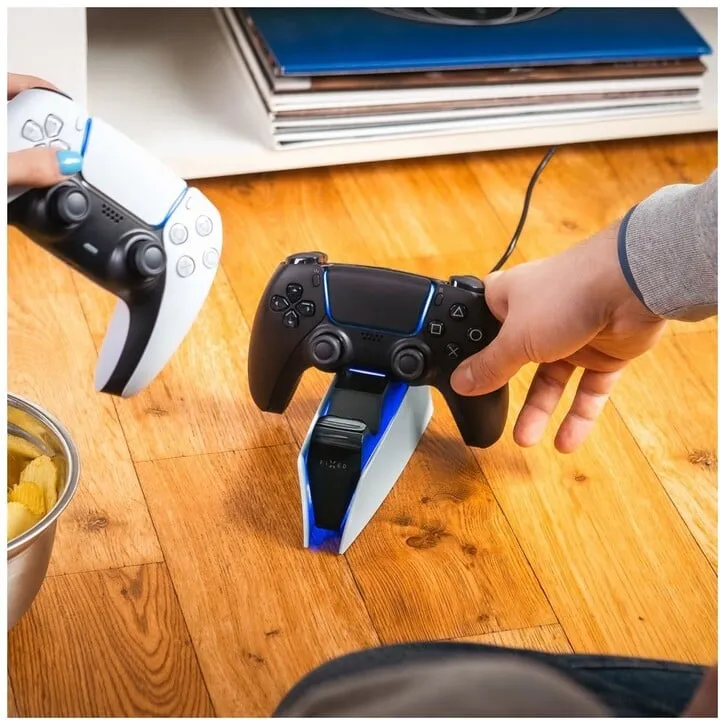 Stacion karikimi FIXED për dy kontrollues DualSense PlayStation 5 wireless, i zi / bardhë - 9