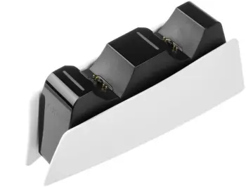 Stacion karikimi FIXED për dy kontrollues DualSense PlayStation 5 wireless, i zi / bardhë