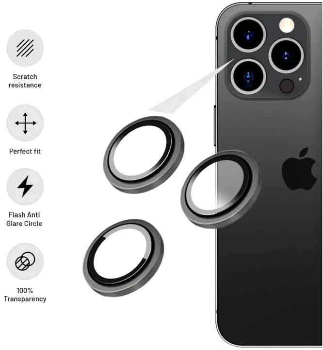 Xham mbrojtës për kamerë FIXED për Apple iPhone 14 Pro/14 Pro Max, i argjendtë - 3