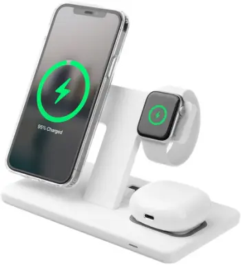 Mbajtëse karikuese FIXED MagPowerstation MagSafe 3në1, 15W + 15W + 5W, i bardhë