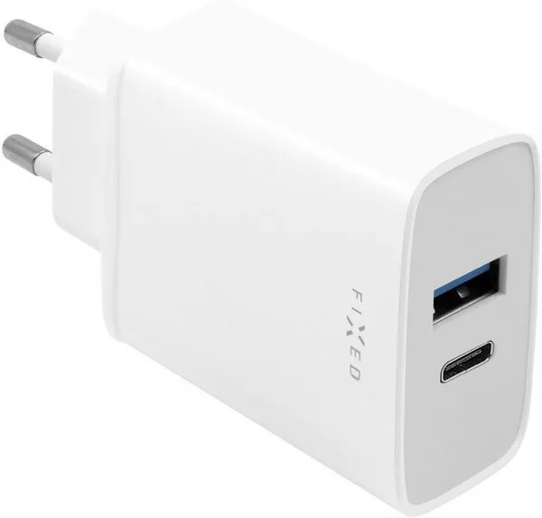Karikues FIXED USB-C, PD, 30W, USB-C + USB-A, i bardhë - 1