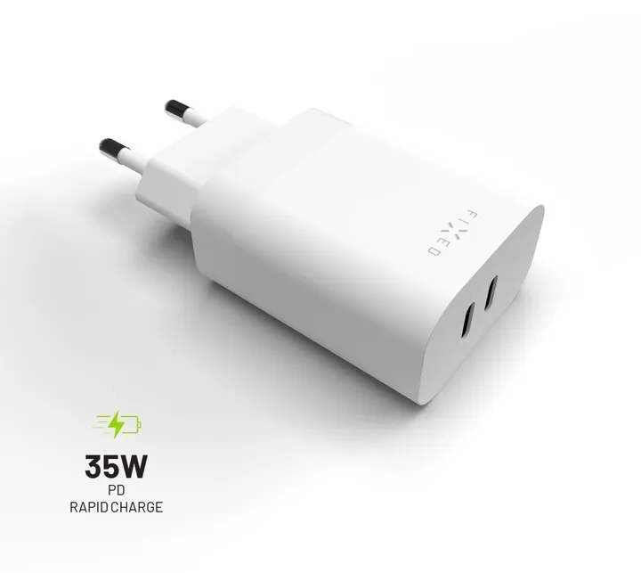 Karikues FIXED me 2x USB-C, PD, 35W, i bardhë - 1