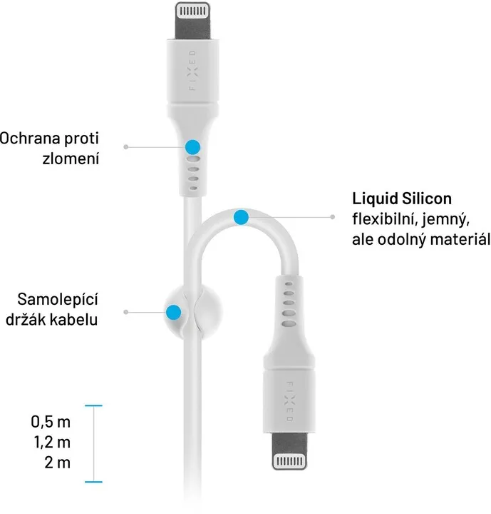 Kabllo për të dhëna dhe karikim FIXED USB-C - Lightning, MFi, PD, 0.5m, e bardhë - 4