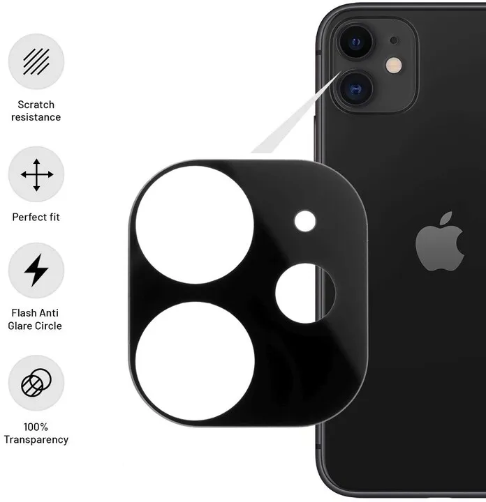 Xham mbrojtës për kamerë FIXED për Apple iPhone 12, i zi - 3