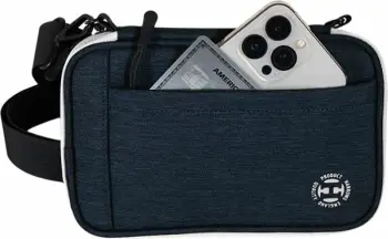 Etui për shigjeta dart Harrows Smart Case 6 XL, kapacitet 6 shigjeta, rrip shpatulle, blu e bardhë