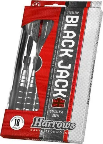 Shigjeta darts Harrows Black Jack Steeltip, tungsten, majë çeliku, të zeza