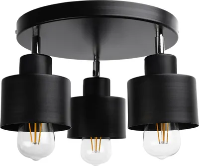 Llambë tavanore Orno LISA, 3x60W, E27, bazë e rrumbullakët, e zezë - 1