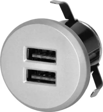 Karikues tavoline Orno 2XUSB 3.4A, i fshehur në sipërfaqe pune, argjend