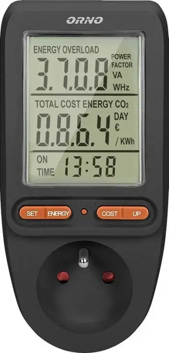 Matës energjie Orno OR-WAT-435/B, ekran LCD, 230V, i bardhë