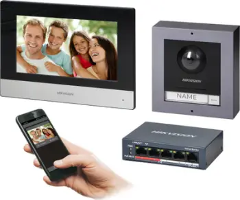 Set domofoni me video Hikvision DS-KIS602B, monitor 7" me prekje WiFi, kamerë FullHD, PoE