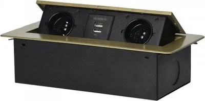 Prizë e integruar Orno RECESSED COUNTERTOP SOCKET, 2x2P+E, 2xUSB, ngjyrë bronzi - 1