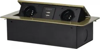 Prizë e integruar Orno RECESSED COUNTERTOP SOCKET, 2x2P+E, 2xUSB, ngjyrë bronzi