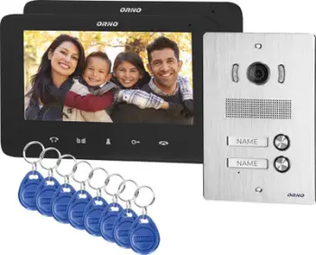 Set videointerfon Orno INDI MULTI P, 2 familje, ekran 7", me brelok afërsie, i bardhë