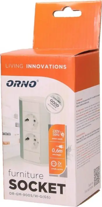 Prizë mobiljeje Orno Furniture, 2x2P+E Schuko, e bardhë argjendtë