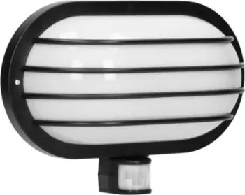 Llambë murale Orno LASO LF-2/B, sensor lëvizjeje 180°, 1x60W E27, IP44, plastike e zezë