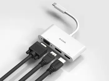 Docking station D-Link DUB-V310 3-in-1 USB-C to HDMI/VGA/DisplayPort, i bardhë