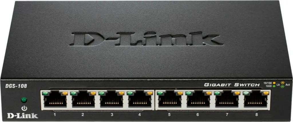 Switch D-Link DGS-108, 8x Gigabit Ethernet, i zi - 1