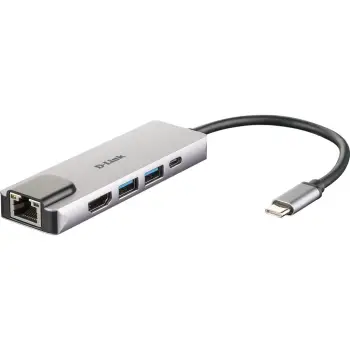 USB-C hub D-Link DUB-M520, Thunderbolt 3, HDMI 4K, Gigabit Ethernet, 2x USB 3.0, Power Delivery 60W, alumini, zi