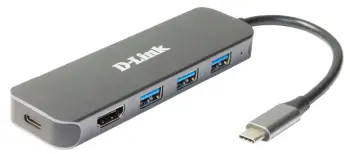 Hub USB-C D-Link DUB-2333, 5-in-1, 60 W, Gri