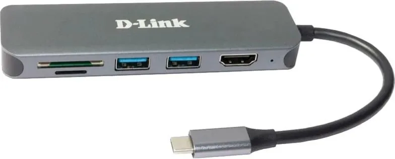 Hub USB-C, D-Link DUB-2327, HDMI 4K, 2x USB 3.0, SD/microSD, USB-C PD, gri - 1