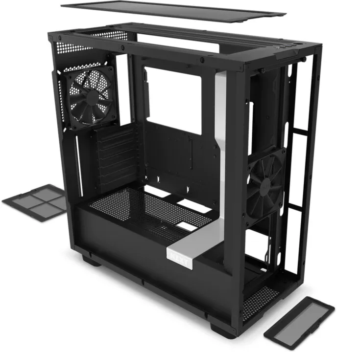 Kasë kompjuteri NZXT H7, USB-C, xham, e zezë / bardhë - 5