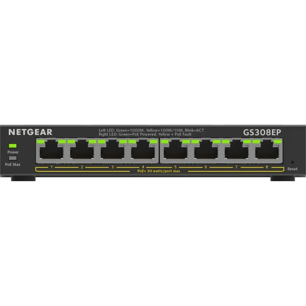 Switch, Netgear GS308EP-100PES 8 porta Gigabit PoE+ 62W, zi - 1