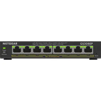 Switch, Netgear GS308EP-100PES 8 porta Gigabit PoE+ 62W, zi