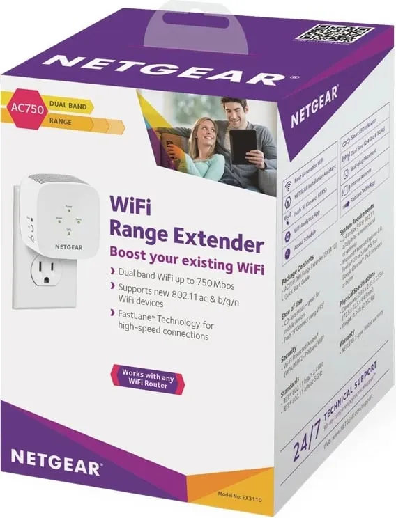 Përsëritës WiFi NETGEAR EX3110, AC750, Dual Band, i bardhë - 1