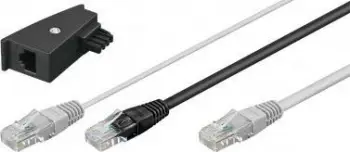 Kabllo RJ45 Y me adapter TAE, 1.5m, 2x RJ45 në 1x RJ45, gri