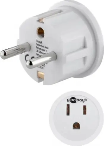 Adapter udhëtimi për prizë US në EU, Type B në CEE 7/7, i bardhë